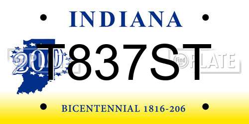 T837ST Indiana License Plate