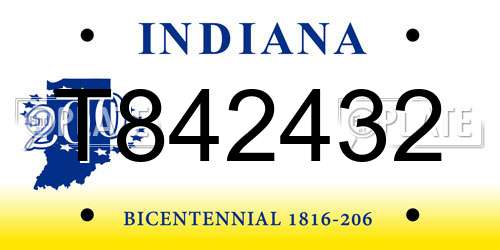 T842432 Indiana License Plate