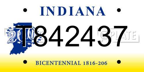T842437 Indiana License Plate