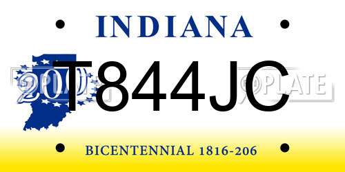 T844JC Indiana License Plate