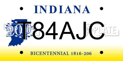 T84AJC Indiana License Plate