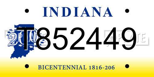 T852449 Indiana License Plate
