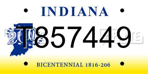 T857449 Indiana License Plate