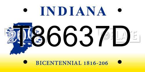 T86637D Indiana License Plate