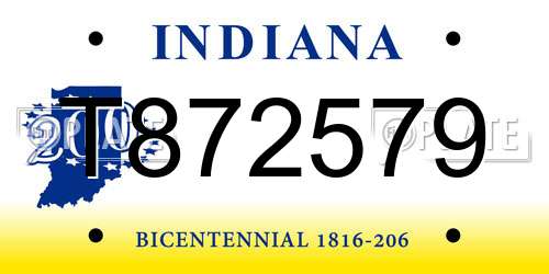 T872579 Indiana License Plate