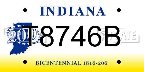 T8746B Indiana License Plate