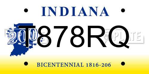 T878RQ Indiana License Plate