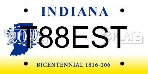 T88EST Indiana License Plate