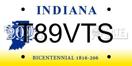T89VTS Indiana License Plate