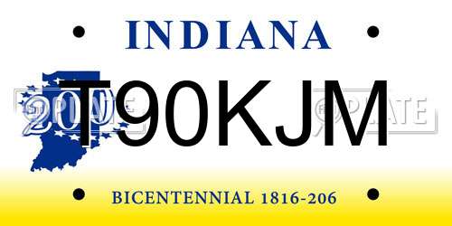 T90KJM Indiana License Plate