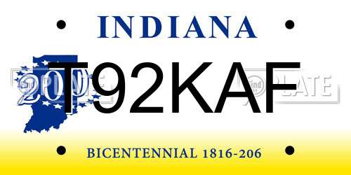 T92KAF Indiana License Plate