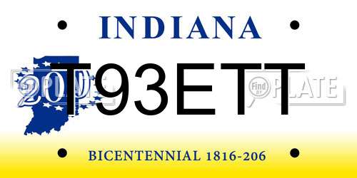 T93ETT Indiana License Plate