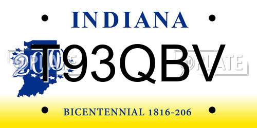 T93QBV Indiana License Plate