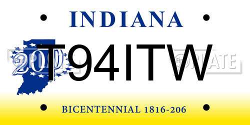 T94ITW Indiana License Plate