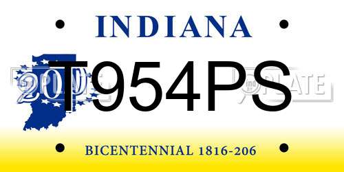 T954PS Indiana License Plate
