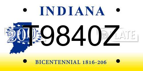T9840Z Indiana License Plate