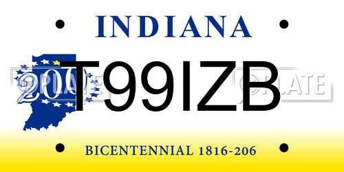T99IZB Indiana License Plate