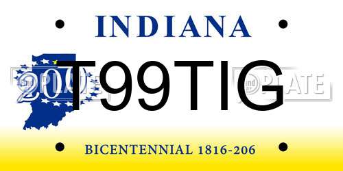 T99TIG Indiana License Plate