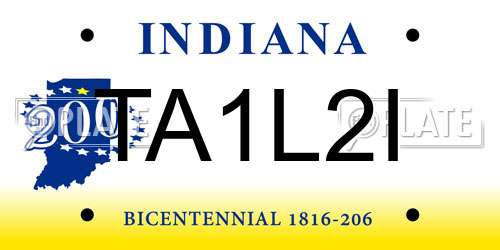 TA1L2I Indiana License Plate