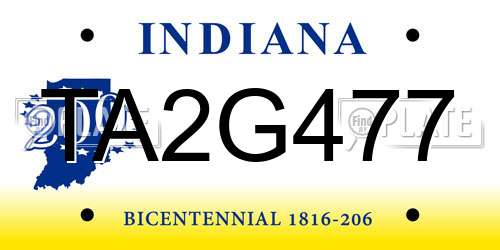 TA2G477 Indiana License Plate
