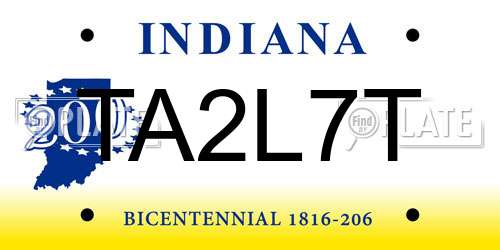 TA2L7T Indiana License Plate