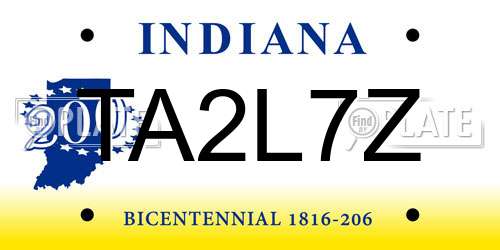 TA2L7Z Indiana License Plate
