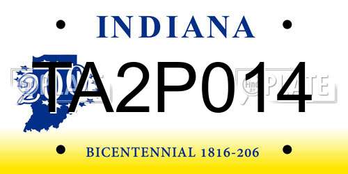 TA2P014 Indiana License Plate