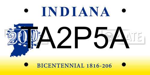 TA2P5A Indiana License Plate