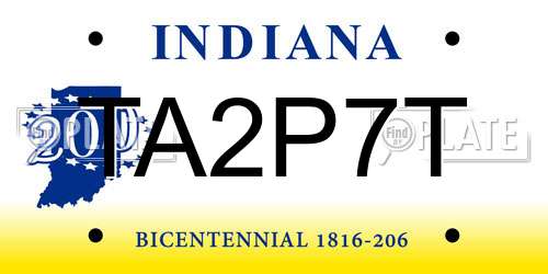 TA2P7T Indiana License Plate