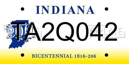 TA2Q042 Indiana License Plate