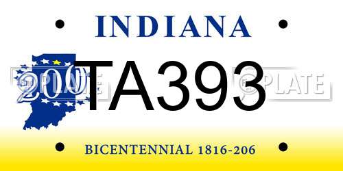 TA393 Indiana License Plate