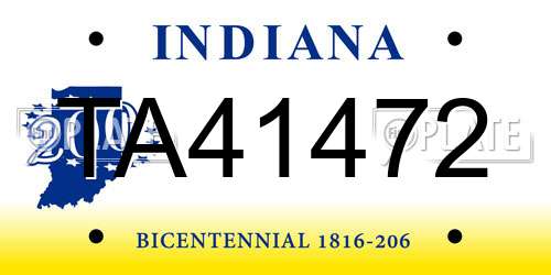 TA41472 Indiana License Plate