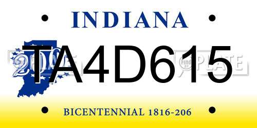 TA4D615 Indiana License Plate