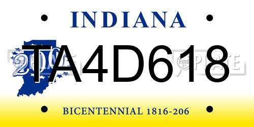TA4D618 Indiana License Plate