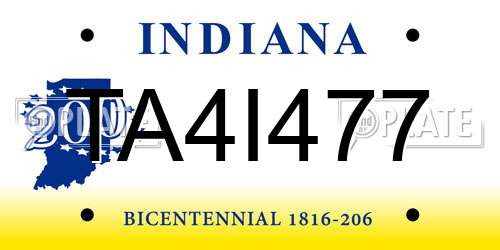 TA4I477 Indiana License Plate