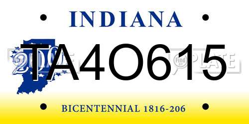 TA4O615 Indiana License Plate