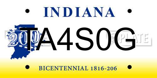 TA4S0G Indiana License Plate