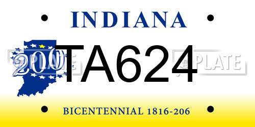 TA624 Indiana License Plate