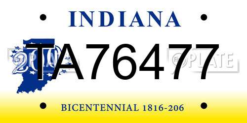 TA76477 Indiana License Plate