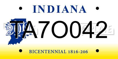 TA7O042 Indiana License Plate