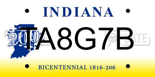 TA8G7B Indiana License Plate