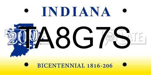 TA8G7S Indiana License Plate