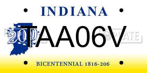 TAA06V Indiana License Plate