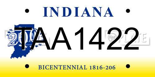 TAA1422 Indiana License Plate