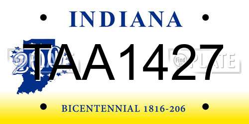 TAA1427 Indiana License Plate