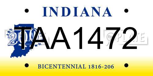 TAA1472 Indiana License Plate