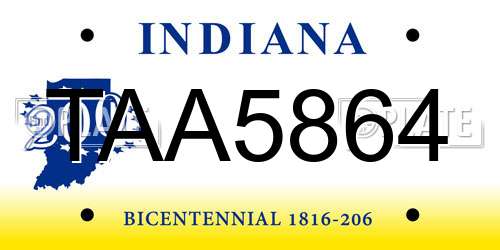TAA5864 Indiana License Plate