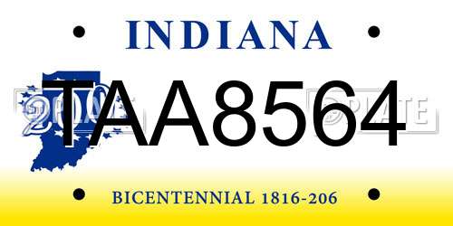 TAA8564 Indiana License Plate