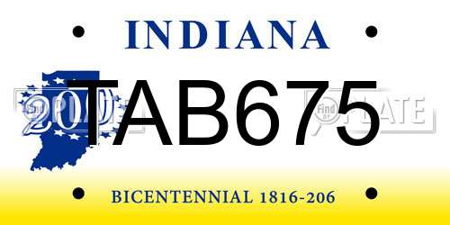 TAB675 Indiana License Plate