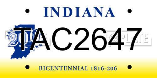 TAC2647 Indiana License Plate